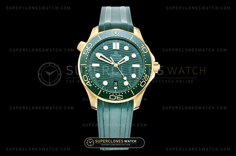 Omega Seamaster Diver 300M Bronze Gold & Green Rubber